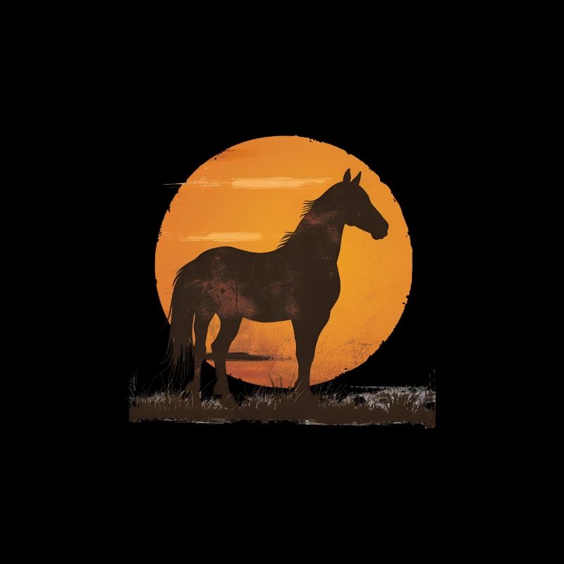 Silhouette Cheval Coucher De Soleil