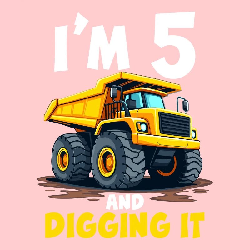 5e anniversaire, garçon de 5 ans, camion et chantier de construction