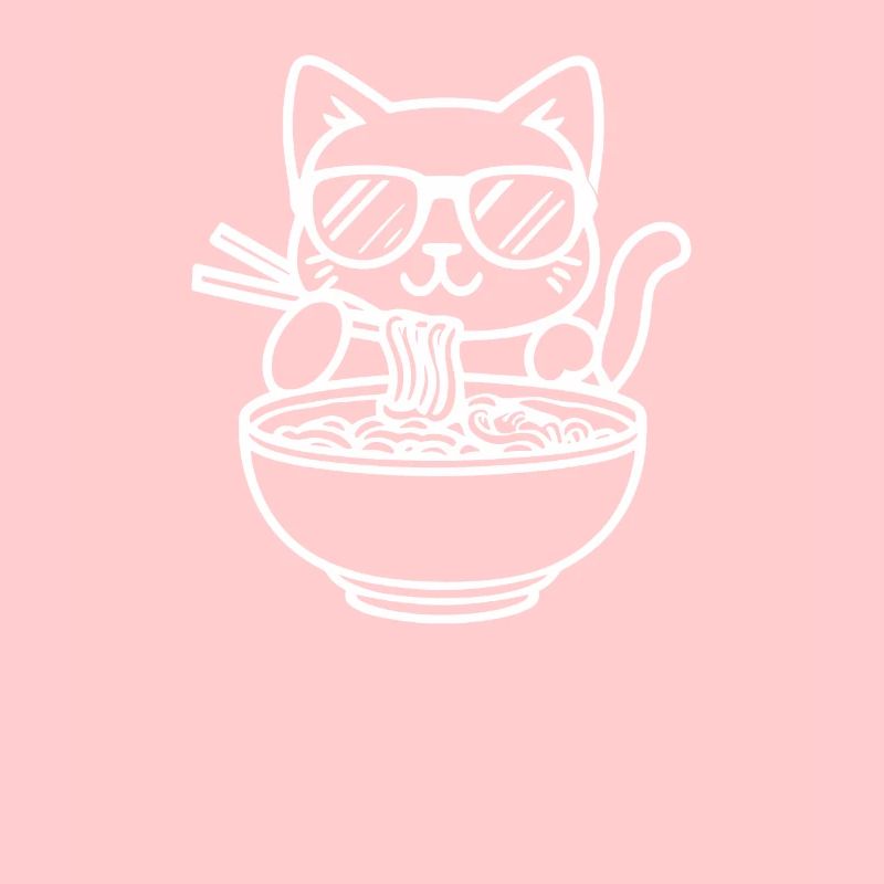 Chat avec des lunettes de soleil mangeant des nouilles