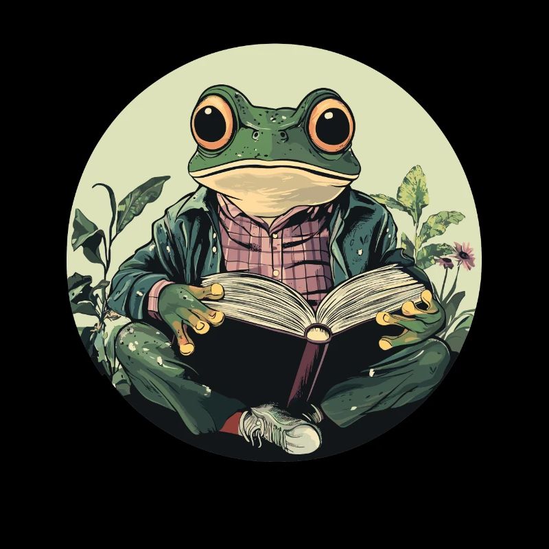 Cottagecore Frog with Book