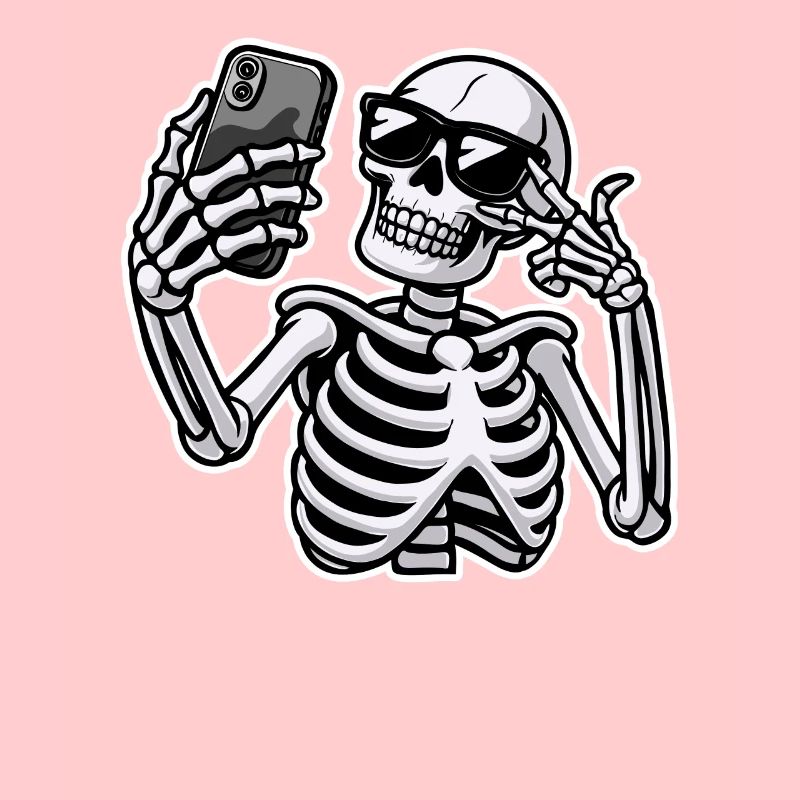 Cool Selfie Skeleton Happy Halloween Creepy Bone