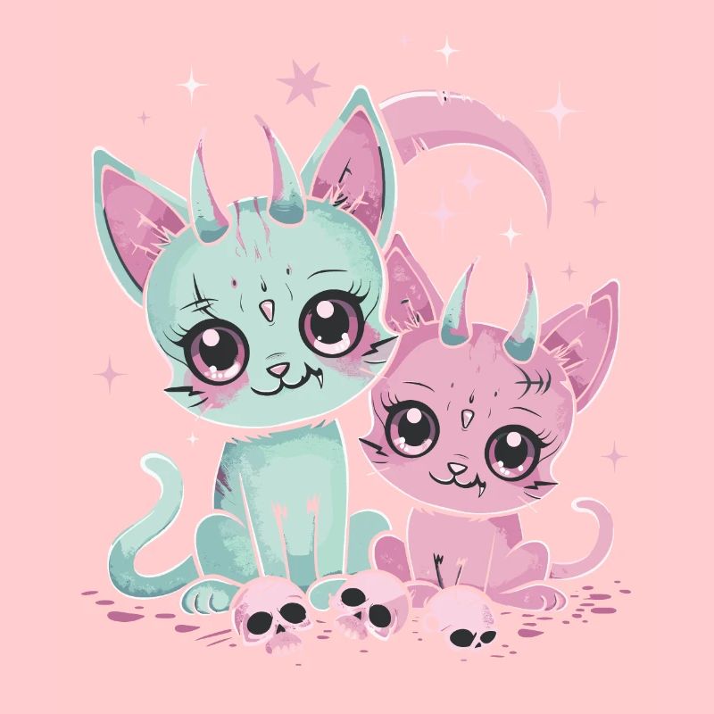 Kawaii Cat Pastel Goth Devilish