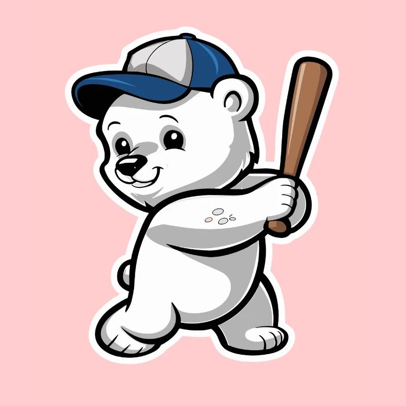 Niedlicher Baseball Bär Mit Schläger