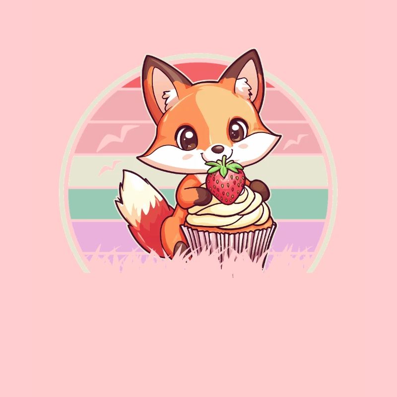 Fuchs Erdbeer Cupcake Kawaii Mädchen Geschenk