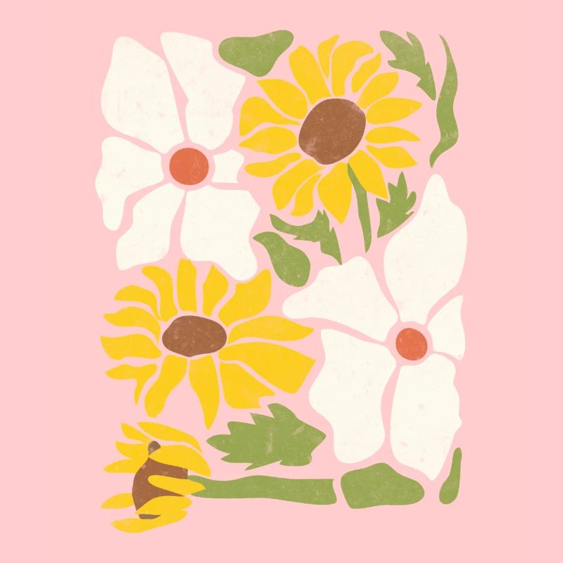 Boho Wildblumen mit Sonnenblumen und Gänseblümchen