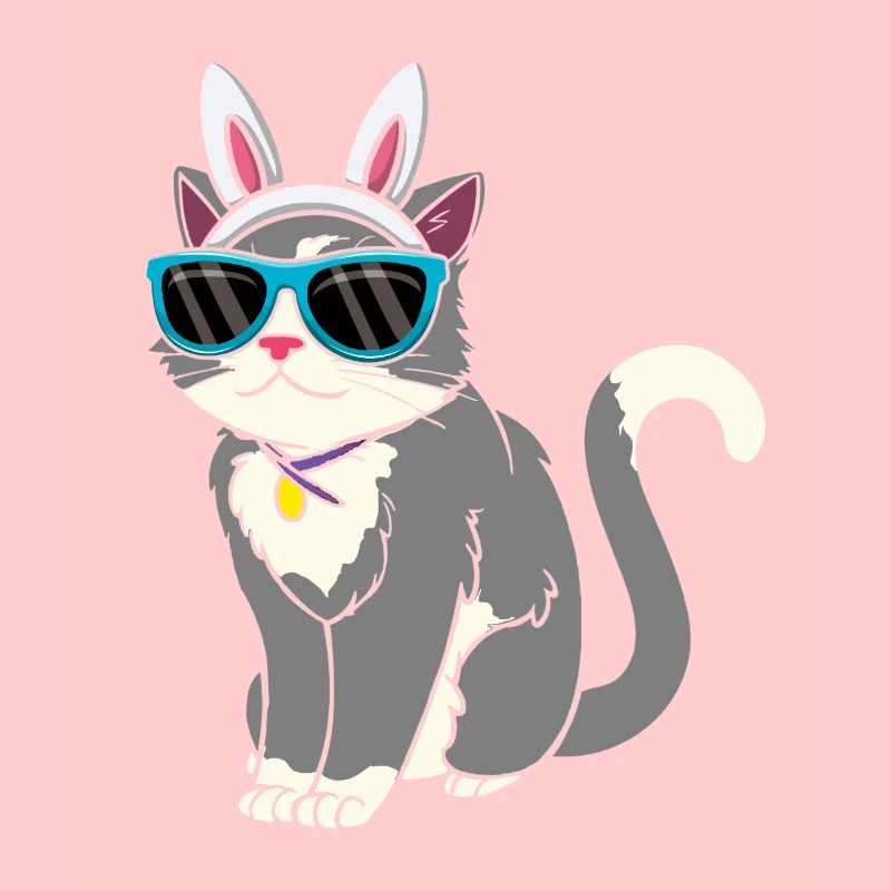 Chat cool avec des oreilles de lapin de Pâques