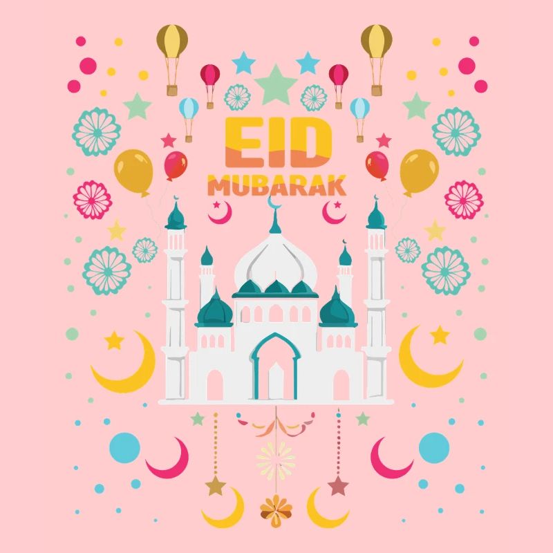 Eid Mubarak Feierliche Farbenfrohe Moschee