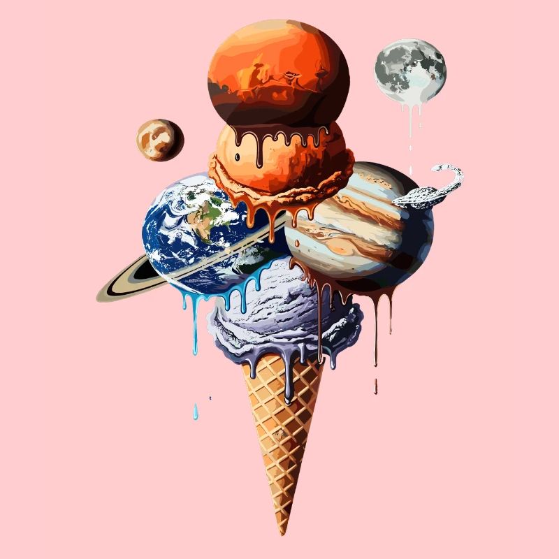 Planeten Eiscreme Waffel Kosmische Einskugel