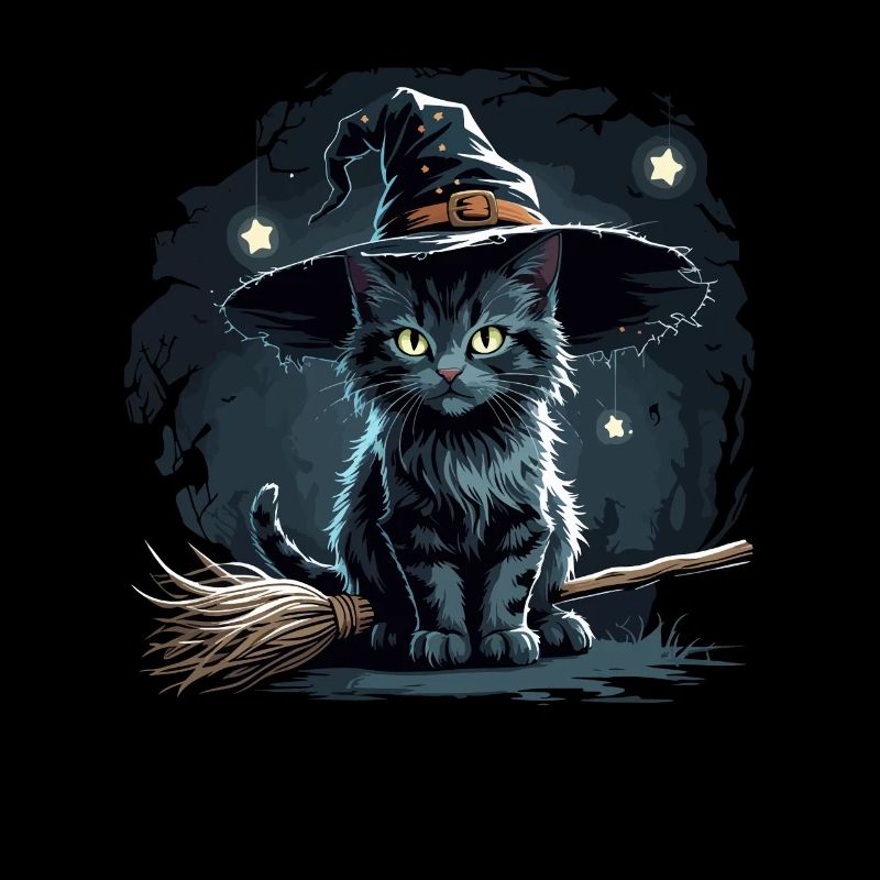 Witch Cat Halloween Tee – Hiss‑terious Meow!