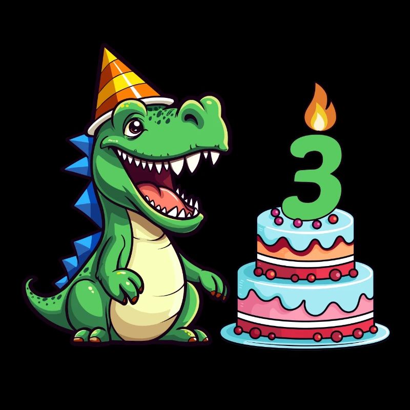 3rd Children's Birthday Dino T-Rex Birthday Cake