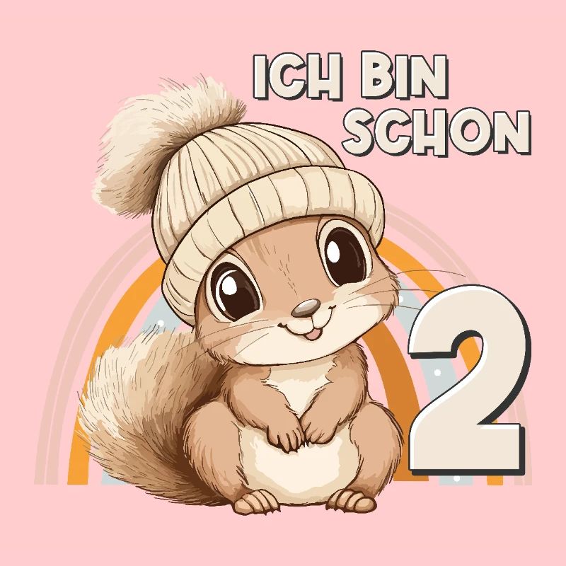 2. Geburtstag Eichhörnchen Regenbogen Süß Niedlich