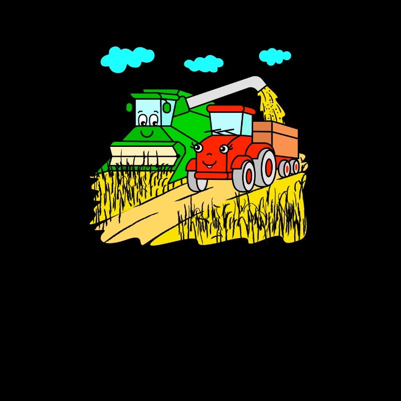 Mähdrescher und Traktor bei der Ernte