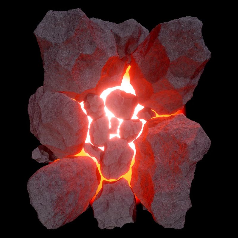 Vulkan 3D Effekt Glühende Lava
