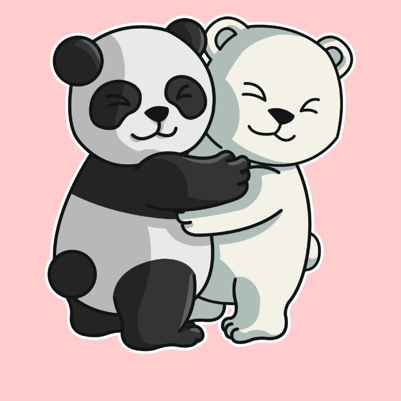 Panda and Icebear cute Hug Cuddle Animals