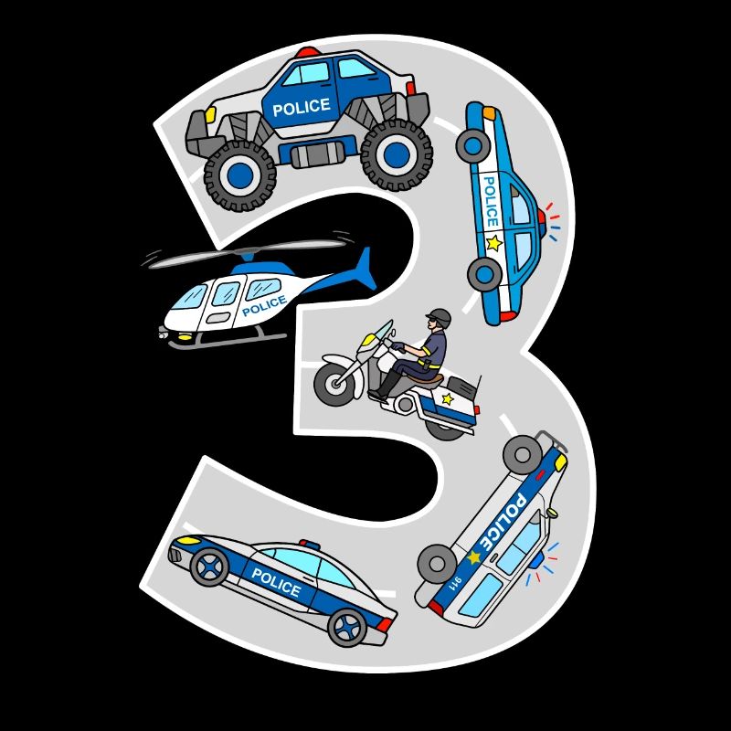 Polizeiautos 3. Geburtstag Kinder Polizei 3 Jahre