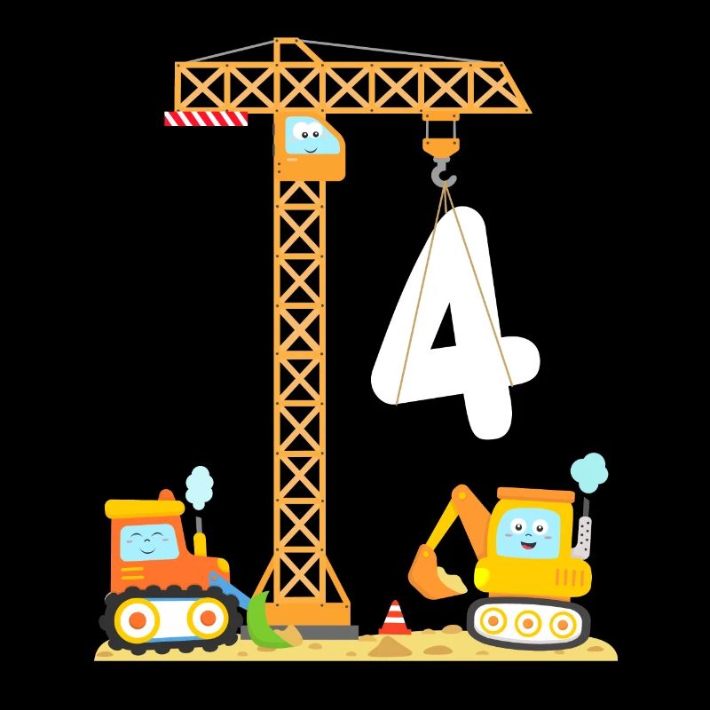 Garçons 4e anniversaire Grue Excavatrice Chantier de construction