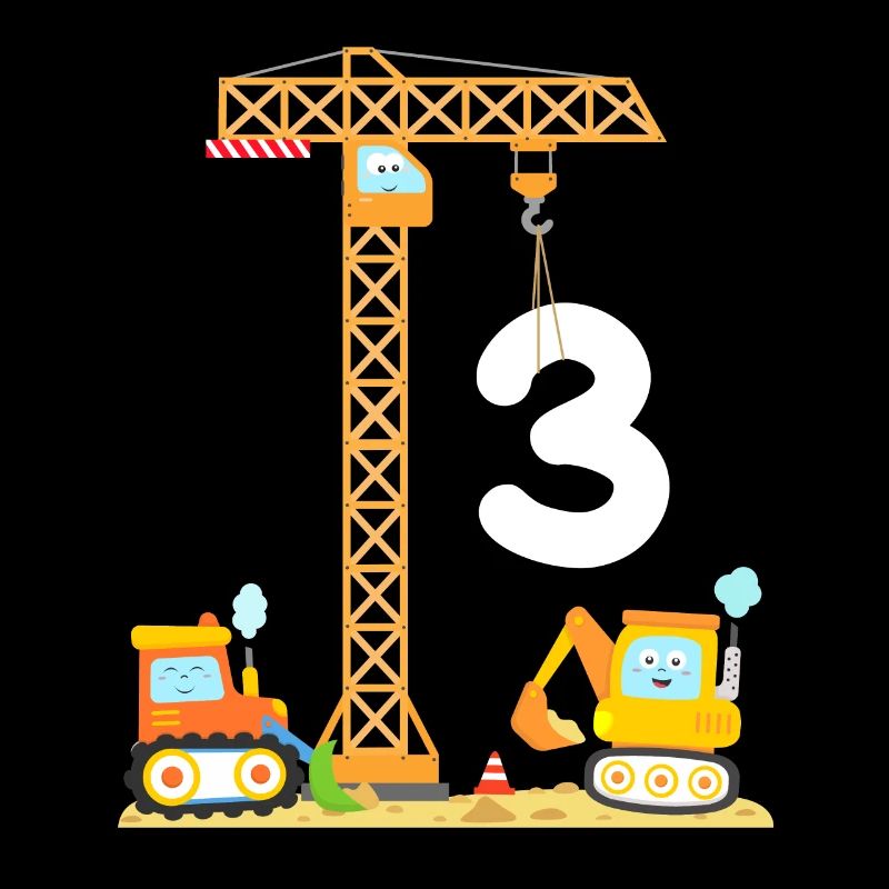 Bagger Baustelle Kinder 3. Geburtstag Junge Kran