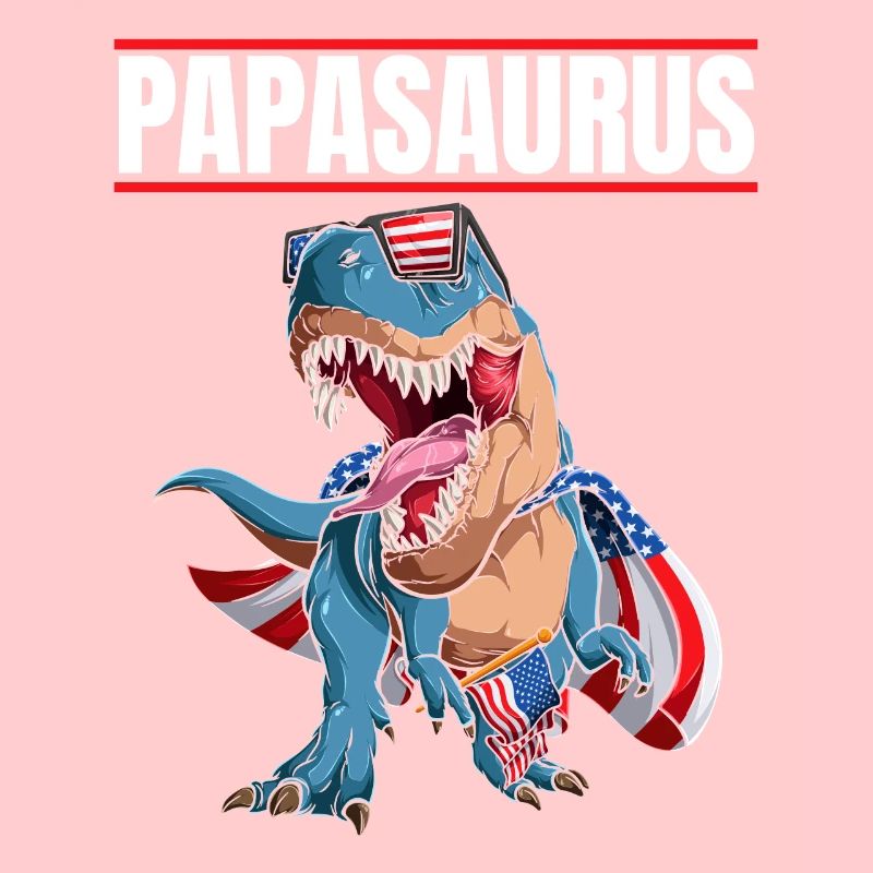 Papasaurus Patriotic Dinosaur Papa avec drapeau Cape