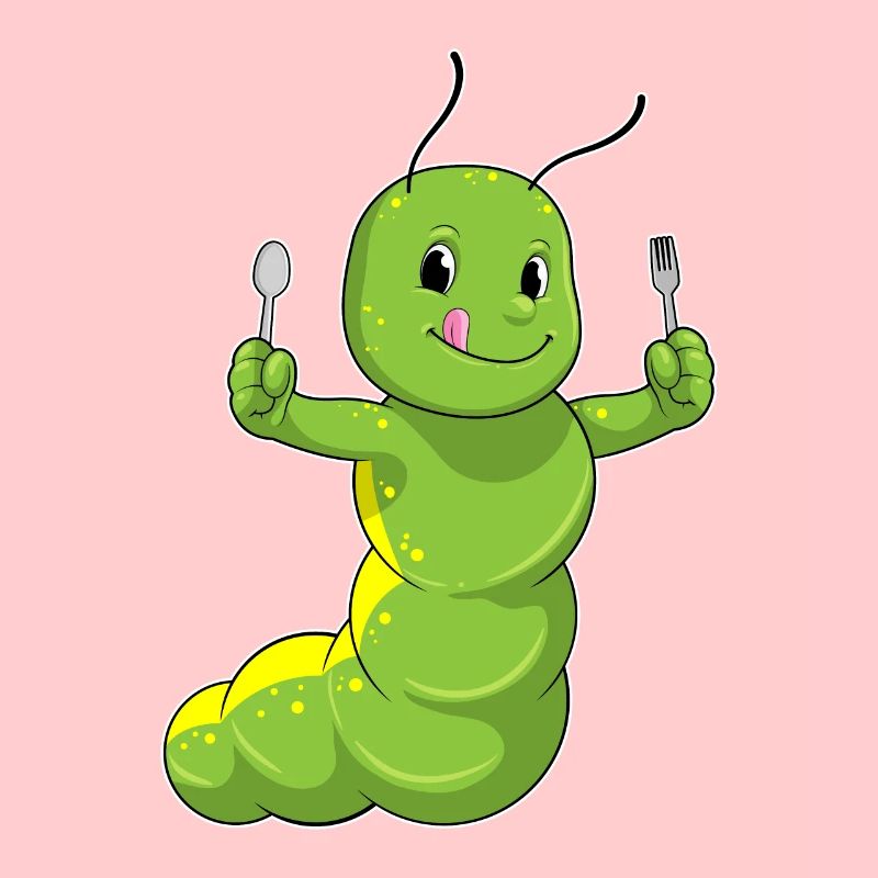 Raupe mit Löffel & Gabel