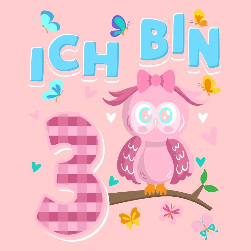 Dritter Geburtstag Mädchen 3 Jahre Eule