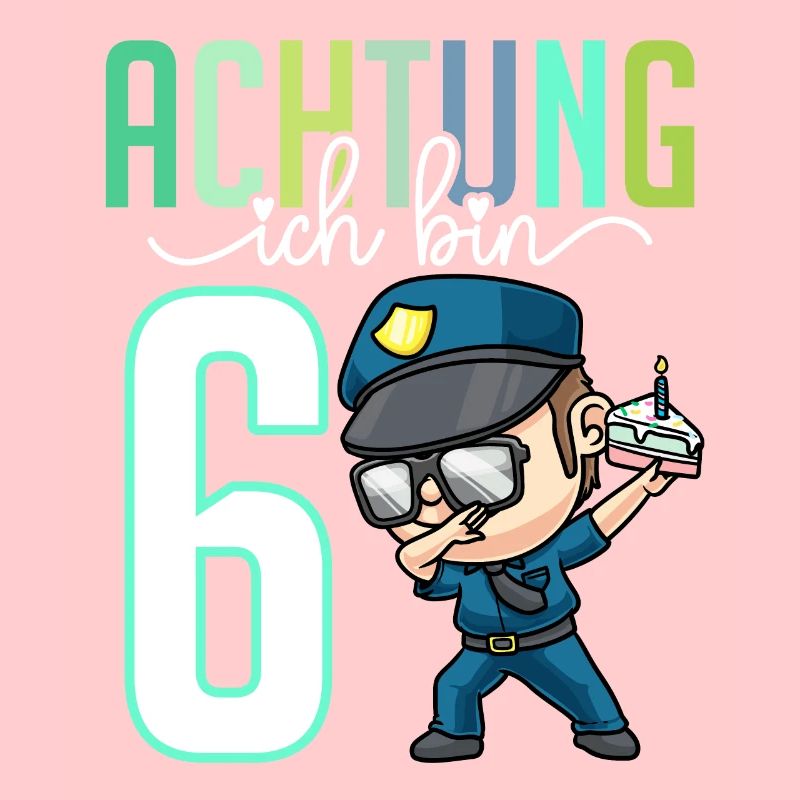 Sechster 6. Geburtstag Junge 6 Jahre Polizei