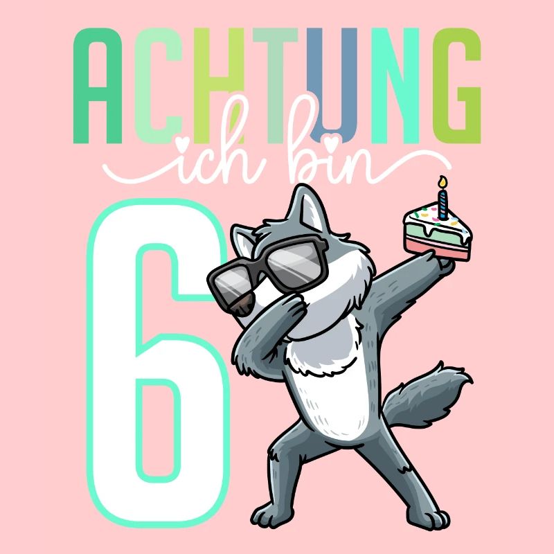 Sechster 6. Geburtstag Junge 6 Jahre Wolf