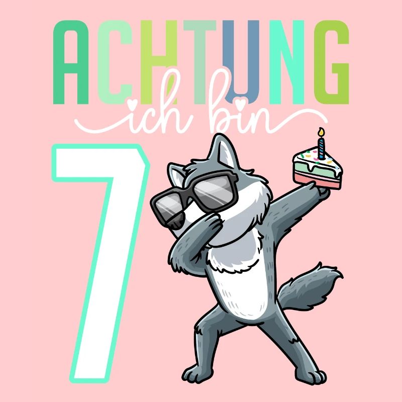 7. Geburtstag 7 Jahre Wolf Junge Mädchen