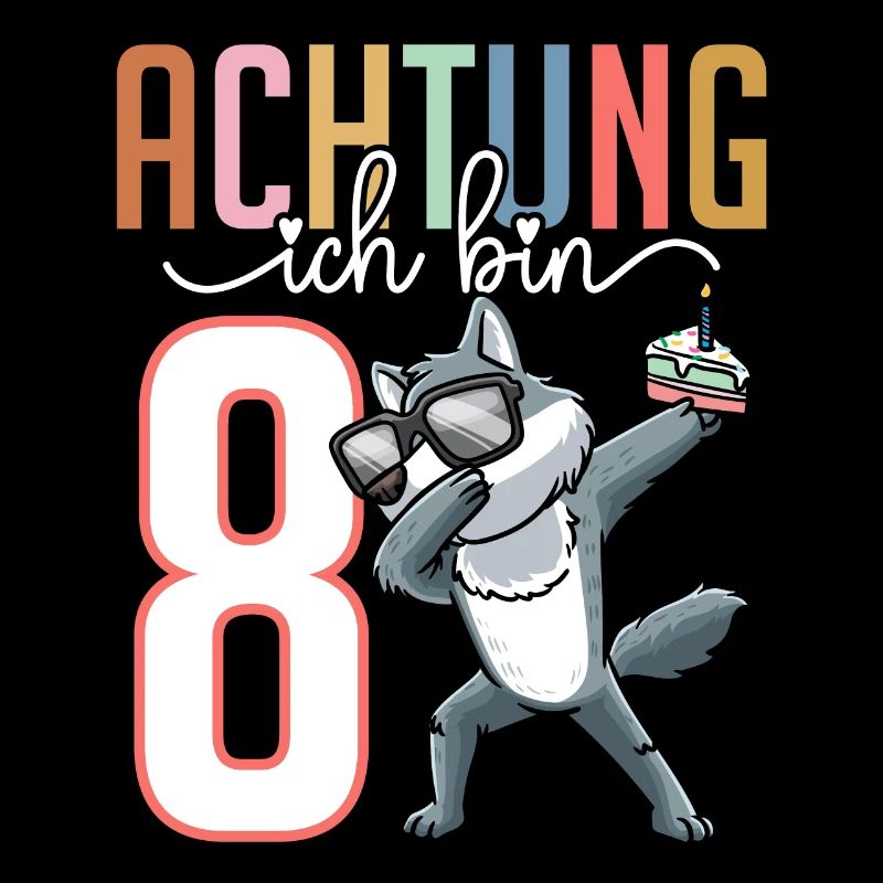 Zum 8. Geburtstag 8 Jahre Wolf Junge Mädchen