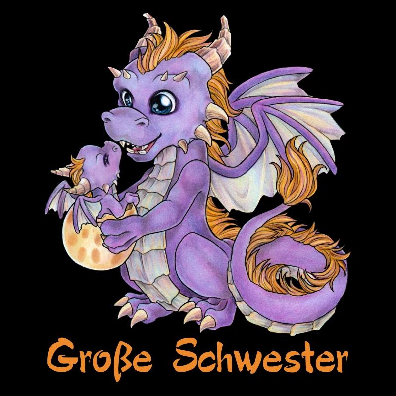 Große Schwester Niedlicher Drache Geschwister Paar