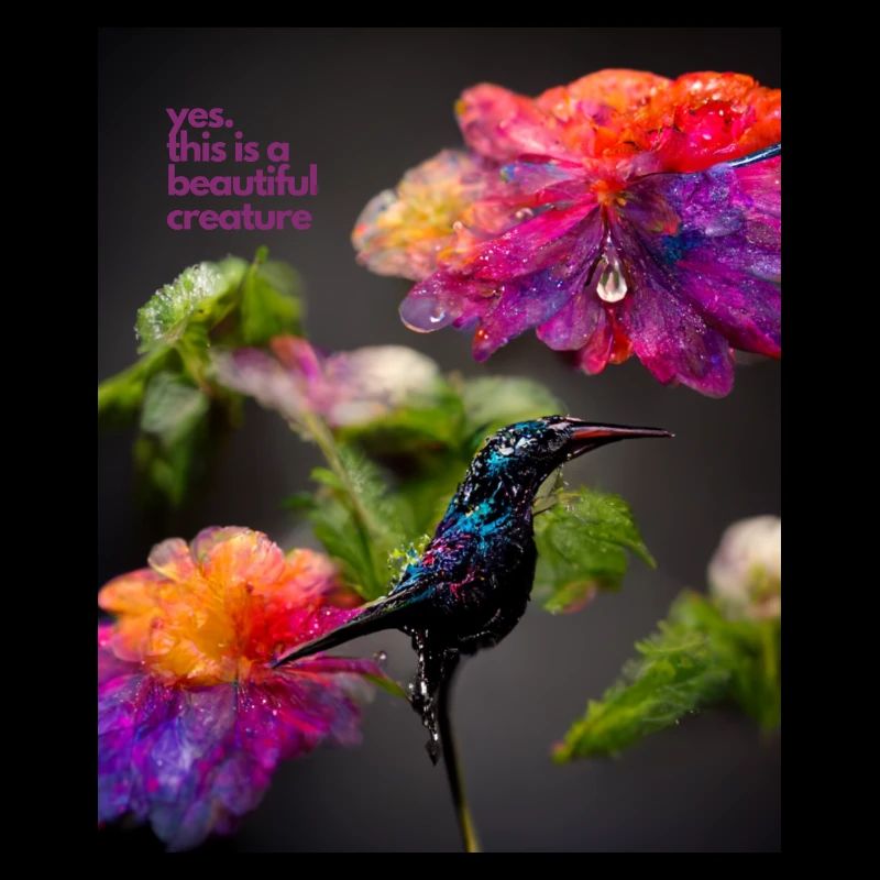 Belle créature - un beau motif de colibri et de fleurs