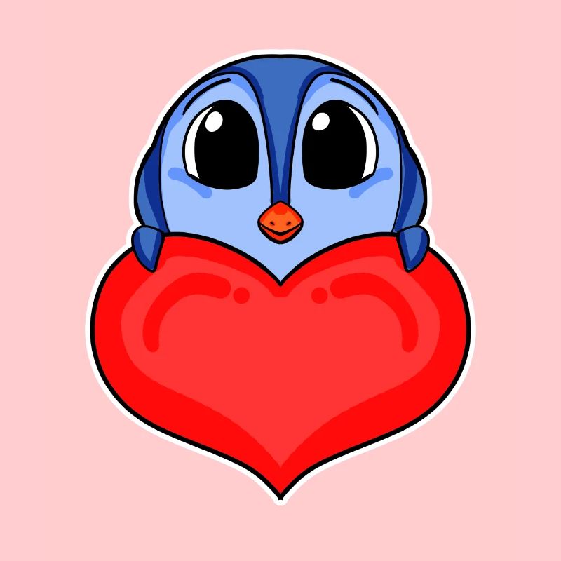 Pinguin mit Herz - Liebe Romantisch