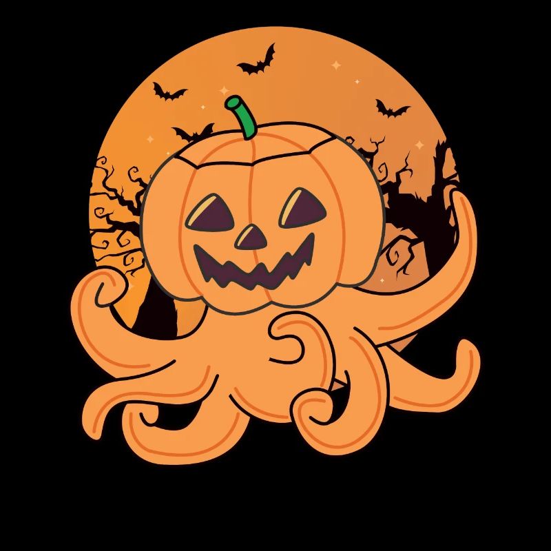 Octopus in Pumpkin Orange Octopus Halloween Octopus
