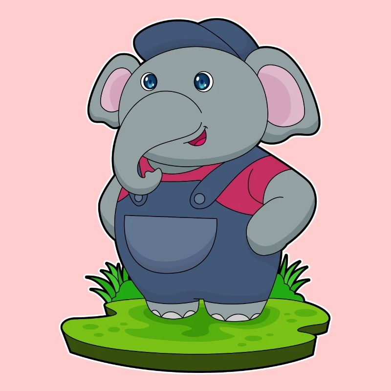 Elefant Handwerker Blaumann