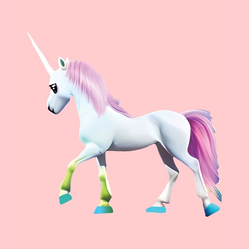 Licorne rose à queue rose