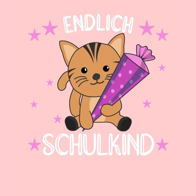 endlich Schulkind Einschulung Schule Katze