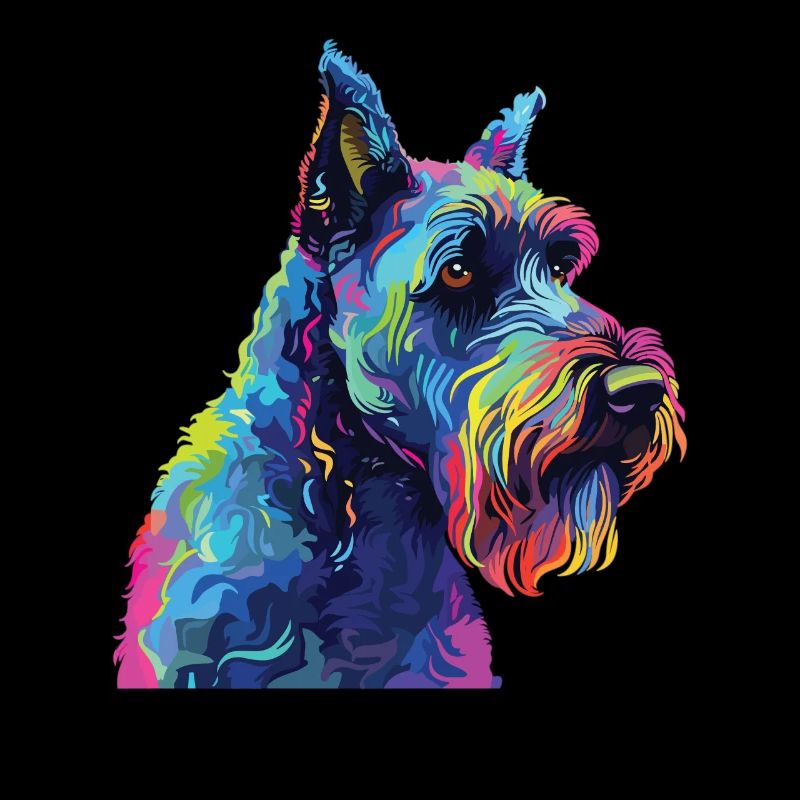 Aquarelle colorée Kerry Blue Terrier
