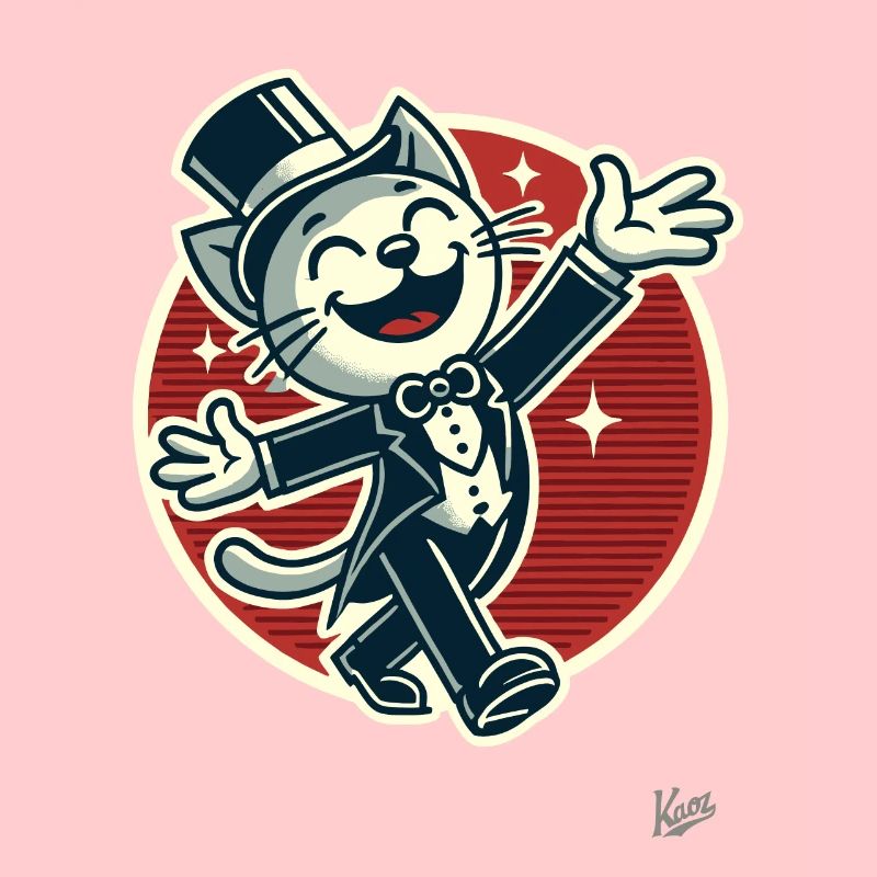 Chat drôle élégant en queue de pie avec chapeau haut de forme