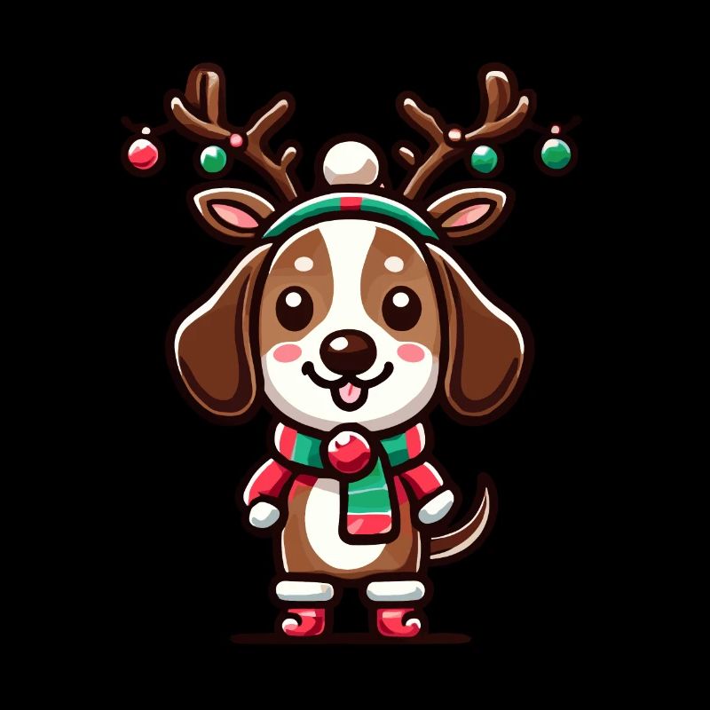 Chiot de Noël mignon avec des bois