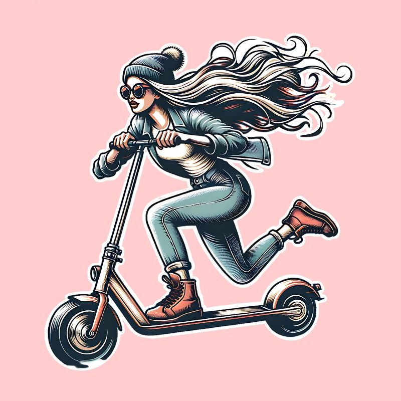 E-Scooter E-Roller Frau Scooter