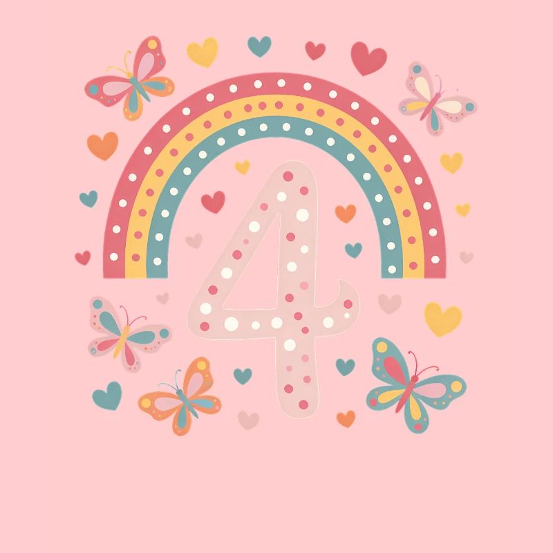 Regenbogen Schmetterling 4. Geburtstag Mädchen