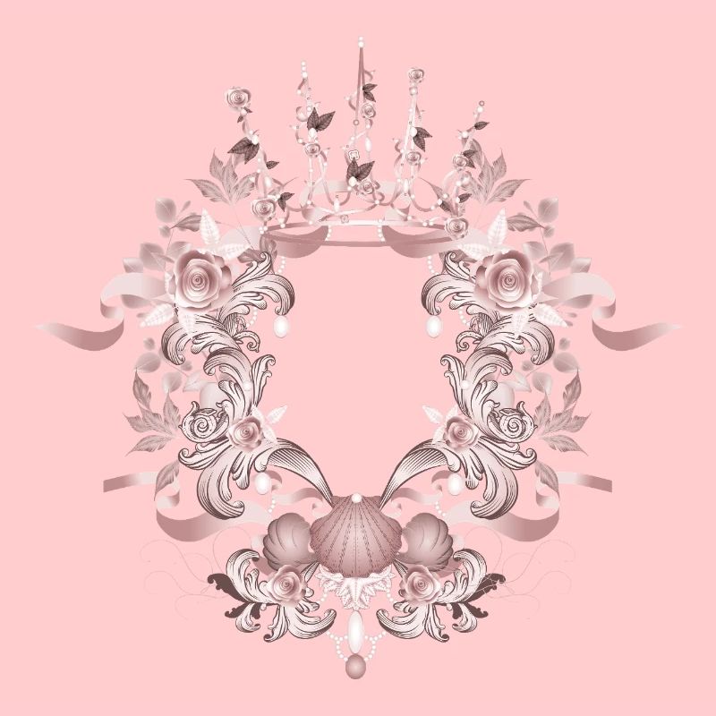 Pink Baroque Frame with Crown & Floral Ornaments