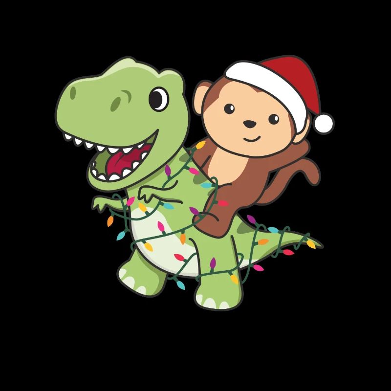 Monkey Trex Christmas Snow Winter Animals