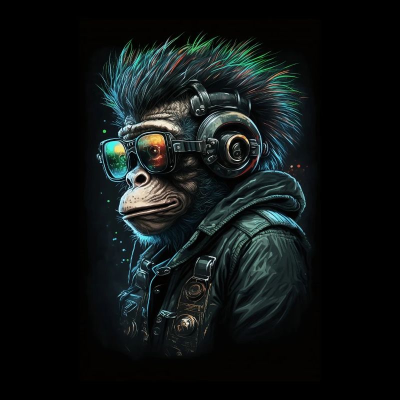 Punk Monkey avec écouteurs