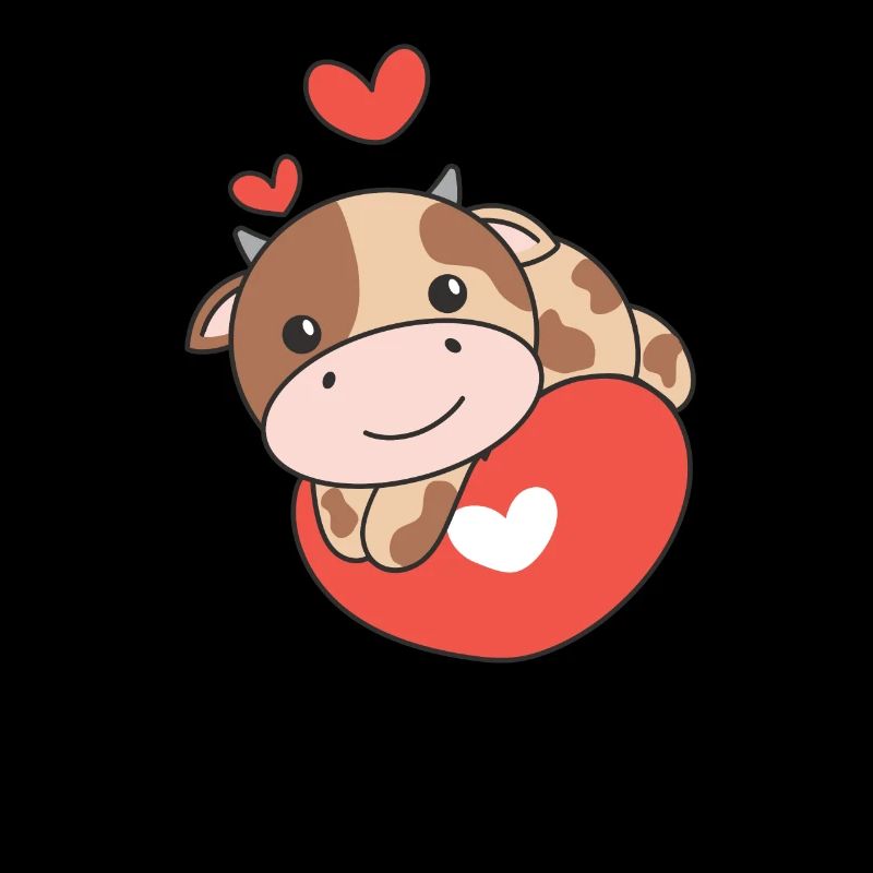 Vache pour la Saint-Valentin mignons animaux coeurs