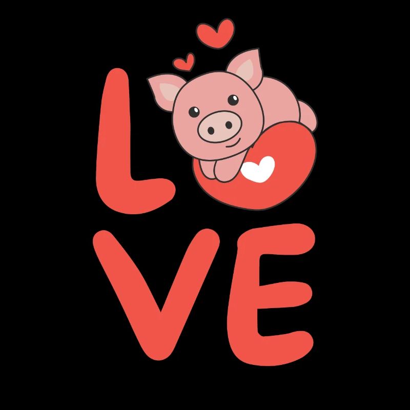 Cochon pour la Saint-Valentin Animaux mignons Cœurs Amour