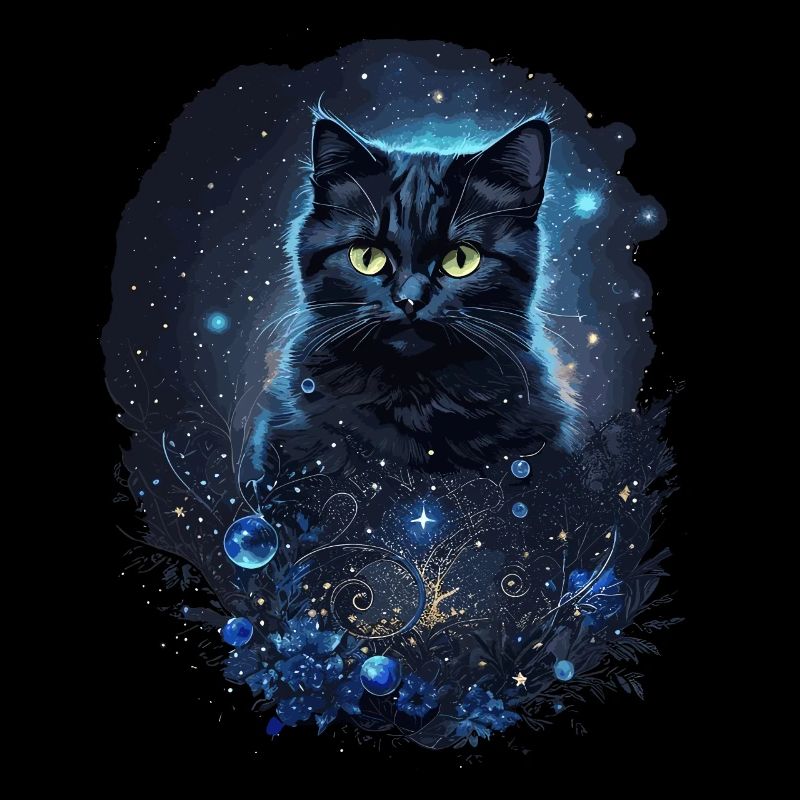 Mystical Black Cat in Space