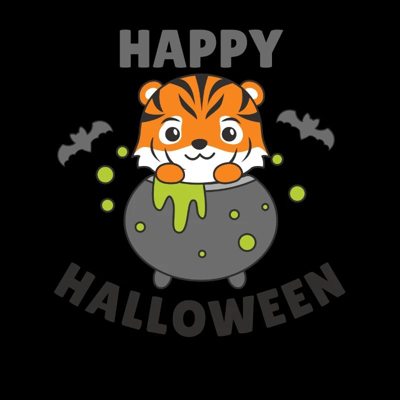 Tigre Joyeux Halloween Souris de Chaudron de Sorcière