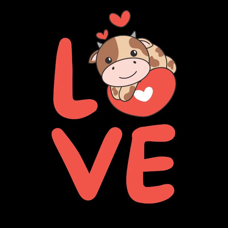 Vache Saint-Valentin Animaux mignons Coeurs Amour