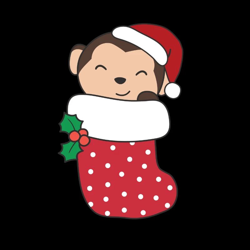 Cute monkey in Christmas sock for Christmas monkey