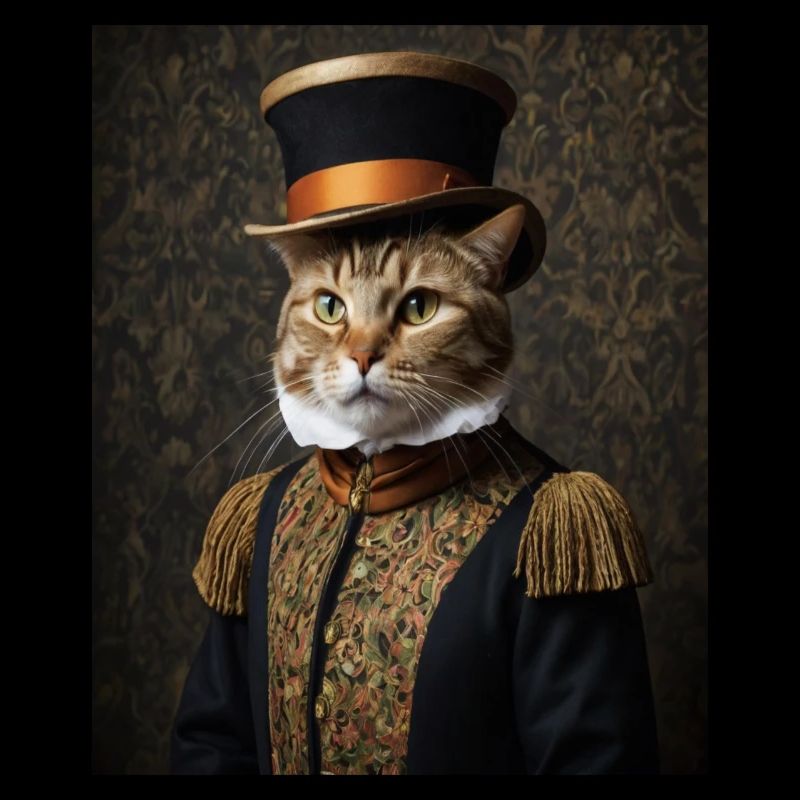 Chat Portrait chat costume humour chat aristocre